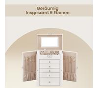 Schmuckkästchen 6 Ebenen, Schmuckkasten mit 5 Schubladen, mit Spiegel