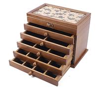 Schmuckkästchen aus Holz für Frauen, Schmuckaufbewahrung, 3 Ebenen Schmuckschatulle, Schmuckkasten Groß, Massivholz-Organizer, Aufbewahrungsbox mit Deckel