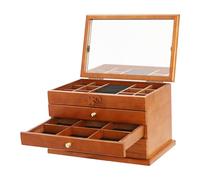 Schmuckkästchen für Damen, Schmuckkasten Groß mit 4 Ebenen aus Holz 31 * 19.3 * 19.7cm Griff Schmuckkästchen für Ringe, Ohrringe, Halsketten, Armbänder,