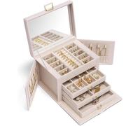 Schmuckkästchen Groß mit 4 Ebenen, Schmuckschatulle PU