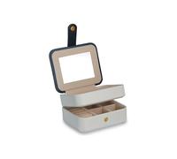 Schmuckkästchen - HAVIEANA - Weißes Kunstleder - 2 Ebenen - 11 x 9 x 5,5 cm