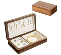 Schmuckkästchen Holz, Schmuckschatulle Aus Samt Mit Deckel, Schmuckkasten Holz Klein, Jewelry Organizer, Schmuckbox Schmuckkoffer, Schmuckkästchen Reise Vintage Für Damen (Schwarze Walnuss)