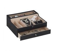 Relaxdays Schmuckkästchen in Lederoptik Creme,Schwarz