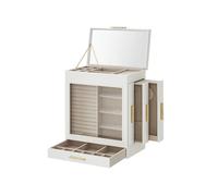 Schmuckkästchen mit Glasfenster wolkenweiß-golden