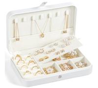 Schmuckkästchen,PU-Leder Schmuckaufbewahrung,Schmuckkasten klein,Schmuckschatulle für Damen Mädchen,Schmuckbox für Ringe Ohrringe Armbänder,Damen Frauen Geschenk(Weiß)