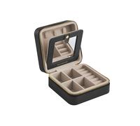 Schmuckkästchen Spiegel PU-Bezug Geschenkidee tintenschwarz