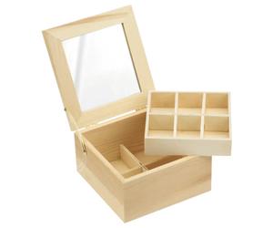 Schmuckkasten aus Holz 13,5x12,8x7,5 cm
