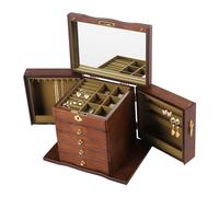 Schmuckkasten mit 5 Schubladen Schmuckschatulle Groß Holz Schmuckkoffer + Spiege