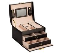 Schmuckkasten,Schmuckkästchen mit 3 Ebenen,Schmuckbox,mit Glasdeckel