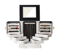 Schmuckkasten Schmuckkästchen Schmuckbox Große Schmuckschatulle Schmuck Organizer Box mit 6 Schubladen Display Aufbewahrungskoffer Halter mit Spiegel Mädchen Schmuckschatullen Geschenk Schmuckschatull