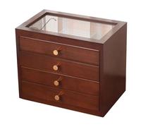 Schmuckkasten, Schmuckschrank, Schmuckschränke Mit Glasdeckel, Schmuckaufbewahrung, Großes Fassungsvermögen(Brown,9.6in/34.5cm)