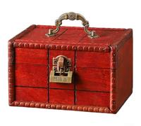 Schmuckkoffer aus Holz mit Schloss für Organisation und Dekoration, entworfen im klassischen Retro-Stil und verstärkter Kantenkonstruktion (D)