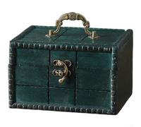 Schmuckkoffer aus Holz mit Schloss für Organisation und Dekoration, entworfen im klassischen Retro-Stil und verstärkter Kantenkonstruktion (C)