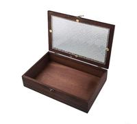 Schmuckschatulle aus Glas, Schmuckkästchen, Begonie, Blume, Glas, Schreibtisch-Aufbewahrungsbox, nordischer Retro, Massivholz, Schmuck-Organizer, Vintage-dekorative Box für Kosmetik-Zubehör (L)