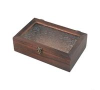 Schmuckschatulle aus Glas, Schmuckkästchen, Begonie, Blume, Glas, Schreibtisch-Aufbewahrungsbox, nordischer Retro, Massivholz, Schmuck-Organizer, Vintage, dekorative Box für Kosmetik-Zubehör (M)