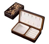 Schmuckschatulle aus Holz | Tragbares Vintage-Etui mit Holzfach-Design, Ohrring-Schmuckkästchen - für Kinder, Tochter, Familie, Freunde, Ring, Ohrringe, Armbänder, Halsketten, Schreibtisch, Tisch, Kom