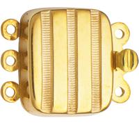 Schmuckschließe 3-reihig Silber 925/- gelb, rechteckig, L 10,20 x B 12,50mm