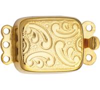 Schmuckschließe 3-reihig Silber 925/- gelb, rechteckig, L 12,30 x B 10,30mm