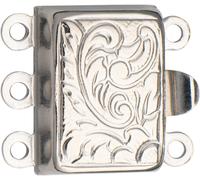 Schmuckschließe 3-reihig Silber 925/-, rechteckig, L 12,5 x B 10,0mm