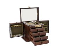 Schmuckschrank Vitrine Schatulle Aus Holz GroßE SchmuckkäStchen Gift Schmuckkasten Schmuck AbschließBare Koffer Schaukasten Lade Schmuckbox Antike Schmuckschatulle Mit Zahlenschloss Spiegel 5Schichten