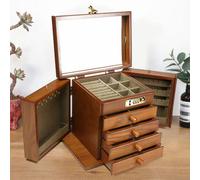 Schmuckschrank Vitrine Schatulle Holz GroßE 5Schichten SchmuckkäStchen Aus Mit Zahlenschloss Gift Schmuckaufbewahrung Groß Schmuckschatulle Schmuckkasten Schmuckbox Schmuck Organizer Schubladen