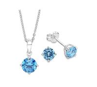 Schmuckset AMOR "9964963, 9964888 Halskette und Ohrringe", blau (silberfarben, royalblau, royalblau), Schmuck_Sets, Damen, Silber 925 (Sterlingsilber), Schmuckset, mit Zirkonia (synth.) (737779-0) sil
