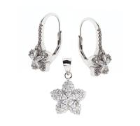 Schmuckset aus 925 Silber: sternförmige Ohrringe & Anhänger mit Zirkonia Golders