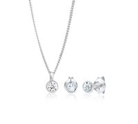 Schmuckset ELLI "Basic Solitär 925 Sterling Silber, mit Kristallen von Swarovski", weiß, Schmuck_Sets, Damen, onesize,mit Stein, Silber 925 (Sterlingsilber), Schmuckset (365085-0) weiß
