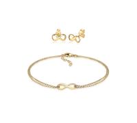 Schmuckset ELLI "Infinity Symbol Armband Ohrstecker Set 925 Silber", gold, Schmuck_Sets, Damen, onesize, ohne Stein, Silber 925 (Sterlingsilber), Schmuckset (95003436-0)