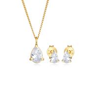 Schmuckset ELLI "Kette Ohrstecker Tropfen Zirkonia Set 925 Silber", gold, Schmuck_Sets, Damen, onesize,mit Stein, Silber 925 (Sterlingsilber), Schmuckset (76511408-0)