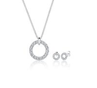 Schmuckset ELLI "Kreis Kristalle Ohrring Halskette Set 925 Silber" Schmuck-Sets Gr. OneSize, silberfarben (silber, weiß) Damen Schmucksets (87094325-0)