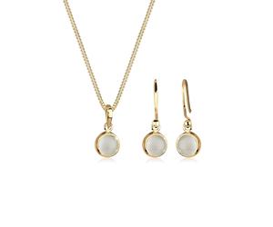 Schmuckset ELLI "Mondstein Weiß 925 Sterling Silber vergoldet", gold, Schmuck_Sets, Damen, onesize,mit Stein, Silber 925 (Sterlingsilber), Schmuckset (93274131-0) gold