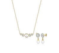 Schmuckset ELLI PREMIUM "mit Perle und Kristalle 925 Silber", gold (gold, weiß), Schmuck_Sets, Damen, onesize, Silber 925 (Sterlingsilber), Schmuckset (699785-0)