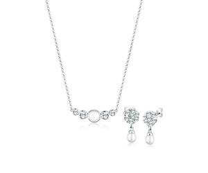 Schmuckset ELLI PREMIUM "mit Perle und Kristalle 925 Silber", silber, Schmuck_Sets, Damen, onesize, Silber 925 (Sterlingsilber), Schmuckset (315147-0) silber