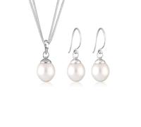 Schmuckset ELLI PREMIUM "Mit Süßwasserzuchtperlen Tropfen 925 Silber", silber, Schmuck_Sets, Damen, onesize, Silber 925 (Sterlingsilber), Schmuckset (092866-0)