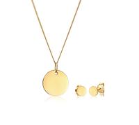 Schmuckset ELLI PREMIUM "Plättchen Halskette Ohrstecker Basic 585 Gelbgold", gold, Schmuck_Sets, Damen, onesize, ohne Stein, Gelbgold 585, Schmuckset (42553302-0)