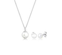 Elli, Schmuckset Luxuriös Filigran Süßwasserzuchtperlen 925 Silber in silber, Schmuck für Damen Gr. 45