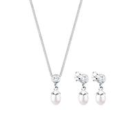 Schmuckset ELLI "Zirkonia Süßwasserzuchtperlen Weiß 925 Sterling Silber", weiß, Schmuck_Sets, Damen, onesize, Silber 925 (Sterlingsilber), Schmuckset (298056-0) weiß