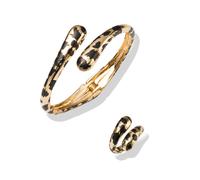 Schmuckset FIRETTI "Multipack Schmuck Geschenk Kupfer Ring Armreif Animalprint", gelbgoldfarben, schwarz, Schmuck_Sets, Damen, Kupfer, glänzend, Schmuckset (14028051-0) gelbgoldfarben, schwarz