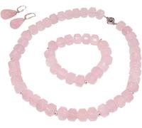 Schmuckset FIRETTI "Multipack Schmuck Geschenk Messing Ohrringe Armband Kette Edelsteine", bunt (silberfarben, rosa, rosa, silberfarben), Schmuck_Sets, Damen, Messing, Silber 925 (Sterlingsilber), Sil