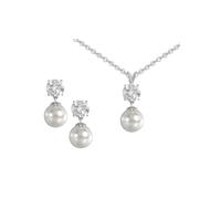 Schmuckset FIRETTI "Multipack Schmuck Geschenk Perlenhalskette Perlenohrstecker Glitzer", bunt (silberfarben, weiß, weiß), Schmuck_Sets, Damen, Perlen, Silber 925 (Sterlingsilber), Schmuckset, mit Zir