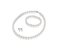 Schmuckset FIRETTI "Multipack Schmuck Geschenk Silber 925 Halskette Armband Ohrstecker", bunt (silberfarben, weiß), Schmuck_Sets, Damen, Nylon, Perlen, Seide, Silber 925 (Sterlingsilber), Schmuckset,