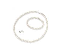 Schmuckset FIRETTI "Multipack Schmuck Geschenk Silber 925 Halskette Armband Ohrstecker", bunt (silberfarben, weiß), Schmuck_Sets, Damen, Nylon, Perlen, Seide, Silber 925 (Sterlingsilber), Schmuckset,
