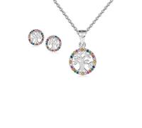 Schmuckset FIRETTI "Multipack Schmuck Geschenk Silber 925 Halskette Ohrstecker", bunt (silberfarben, blau, gelb, grün, orange, rot, violett, blau, gelb, grün, orange, rot, violett), Schmuck_Sets, Dame