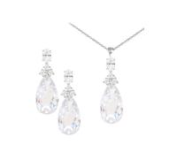 Schmuckset FIRETTI "Multipack Schmuck Geschenk Silber 925 Halskette Ohrstecker Tropfen", silber (silberfarben, kristallweiß, kristallweiß), Schmuck_Sets, Damen, Silber 925 (Sterlingsilber), Schmuckset