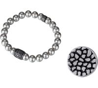 Schmuckset KINGKA "Mulitpack Schmuck Geschenk Edelstahl Armband Ohrstecker", grau (edelstahlfarben, schwarz, silbergrau), Schmuck_Sets, Damen, Edelstahl, Perlen, Schmuckset, mit Muschelperlen (1179505