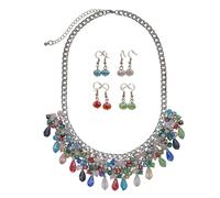 Schmuckset STEUER "Glänzend 52 Glasstein mehrfarbig", bunt (mehrfarbig), Schmuck_Sets, Damen, 52cm, Metall, glänzend, Schmuckset (54131935-0) mehrfarbig