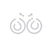 Schmuckset URBAN CLASSICS "Urban Classics Unisex Pearl Hoop Earring 3-Pack", gold, Schmuck_Sets, Damen, onesize, Kunststoff, Stahl, unifarben, Schmuckset (93722715-0) gold