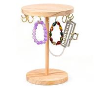 Schmuckständer Holz - Schmuckständer Holz mit 18 Haken, Kettenständer Schmuck und Armbandhalter, Tragbar Schmucktablett für Halsketten Armbänder Ohrringe Ohrstecker Ringe, Geschenkidee, Holzfarbe