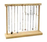 Schmuckständer - Massivholz, 29,9 x 26,3 x 7,2 cm, rechteckige Basis, Schmuckständer aus Holz mit 12 Kettenhaken, Halsketten-Organizer, tragbare Aufbewahrungslösung für Schminktisch, Boutique